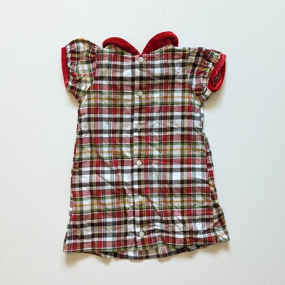 Mud Pie 3T Red Tartan Holiday Plaid Dress Velvet Collar - Picture 3 of 4